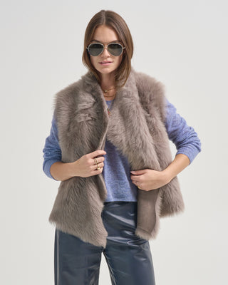 shearling and knit gilet