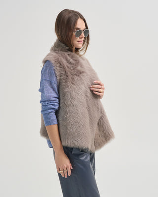 shearling and knit gilet