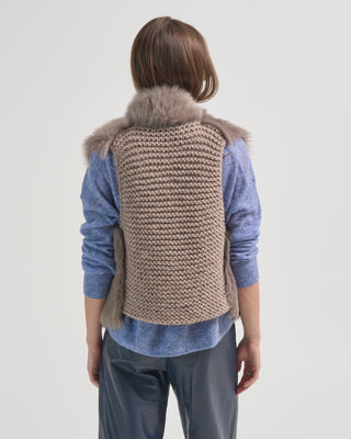 shearling and knit gilet