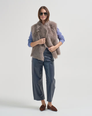 shearling and knit gilet
