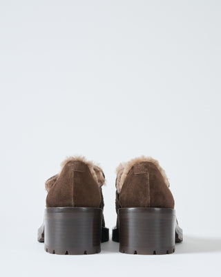 shearling penny loafer lug sole w/ heel