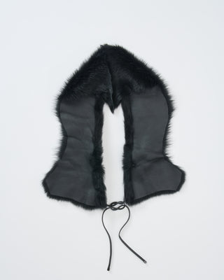 shearling shawl scarf with leather tie