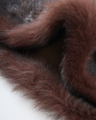 shearling shawl scarf with leather tie