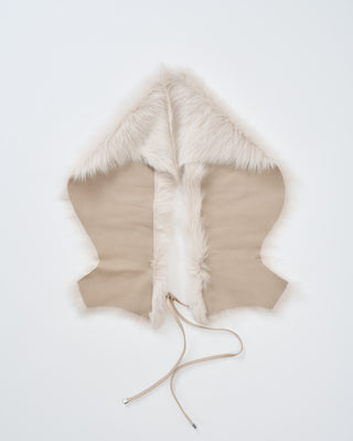 shearling shawl scarf with leather tie