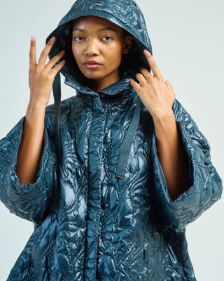 shiny nylon hooded jacket floral quilting