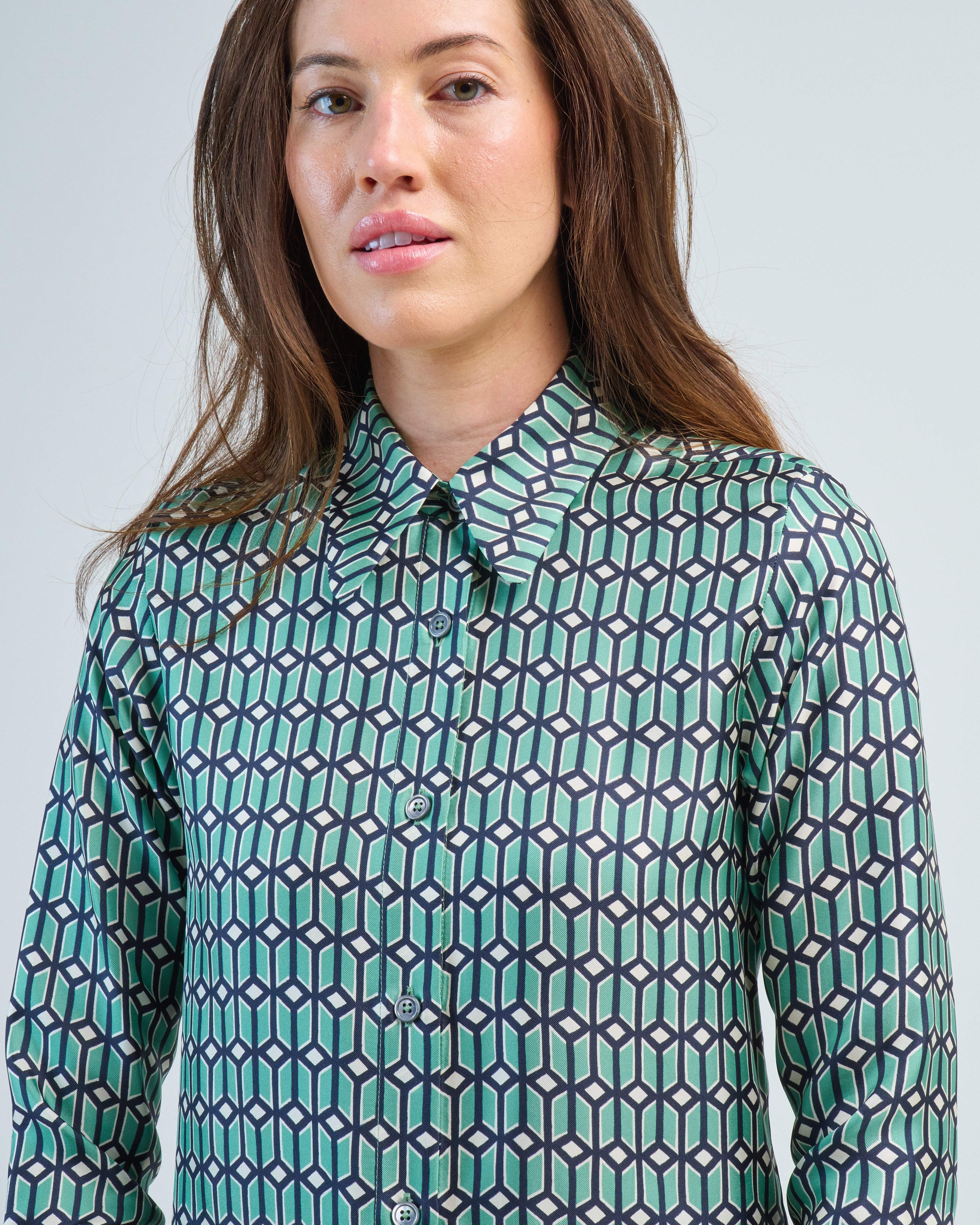 murano dress shirts White Signature Twill Shirt Murano Crowd Print