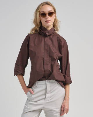 shirt with standing collar
