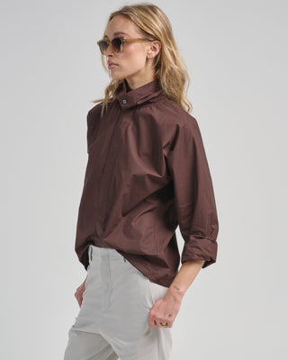 shirt with standing collar