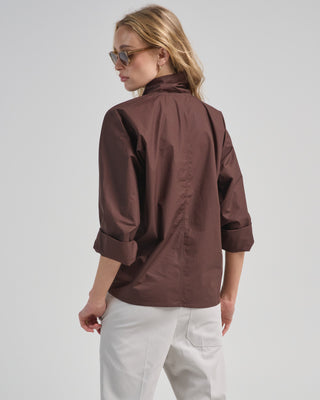 shirt with standing collar