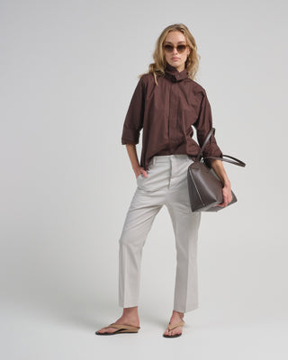 shirt with standing collar