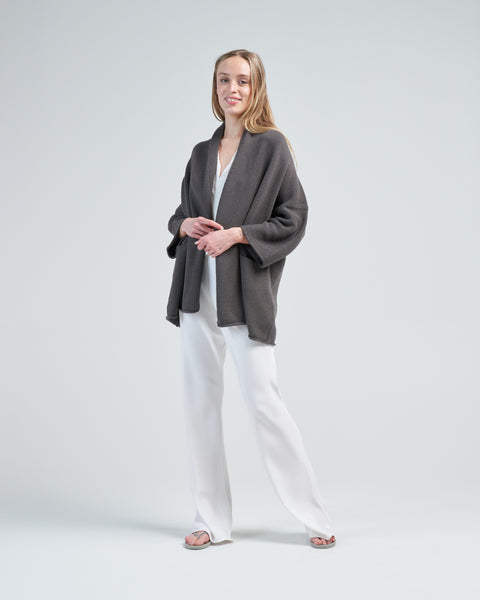 新品LAUREN MANOOGIAN/SHORT SHAWL GAWNグレー Lauren Manoogian Short Shawl Cardigan Coal