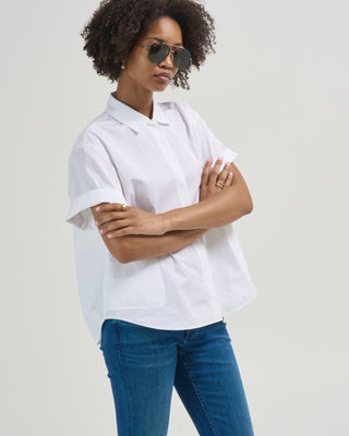 short sleeve shirt with pleated back