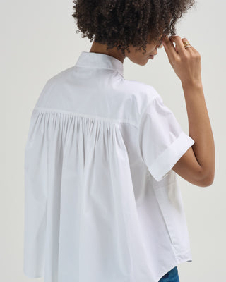 short sleeve shirt with pleated back