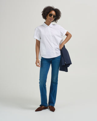 short sleeve shirt with pleated back