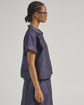 short sleeve taffeta blouse