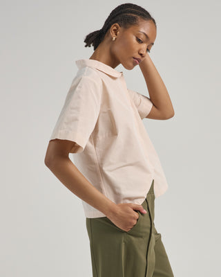 short sleeve taffeta blouse