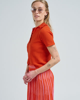 short sleeves light textured knit polo