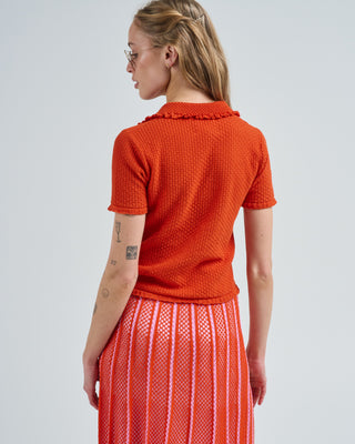 short sleeves light textured knit polo