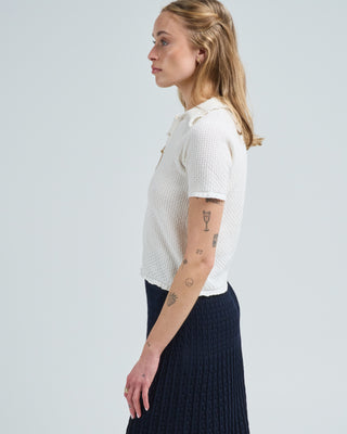 short sleeves light textured knit polo