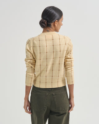 shrunken check crewneck sweater