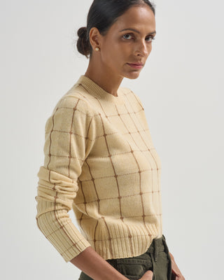 shrunken check crewneck sweater