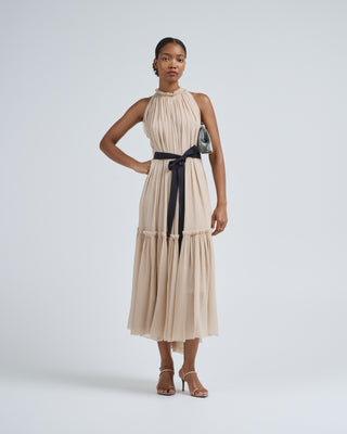 Louiza Babouryan Silk Chiffon Dress Almond Louiza Babouryan Silk Chiffon Dress Almond