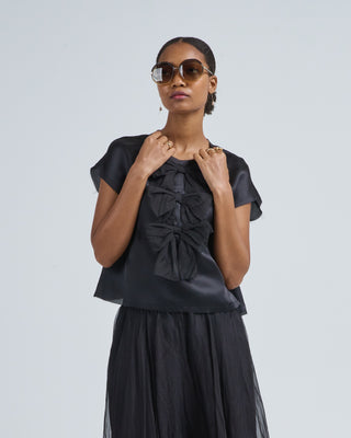 silk satin top with bows