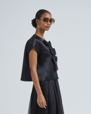 silk satin top with bows
