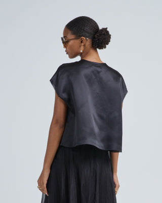 silk satin top with bows