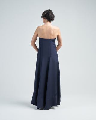 silk strapless sculpted dress