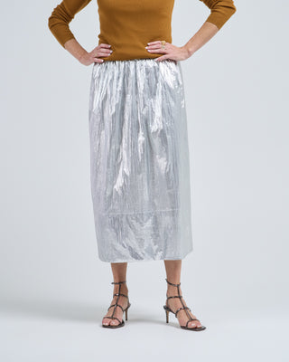 silver metallic nylon pull on full skirt