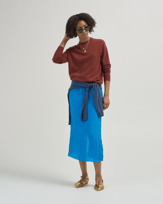 skinlike mercerized wool crewneck pullover