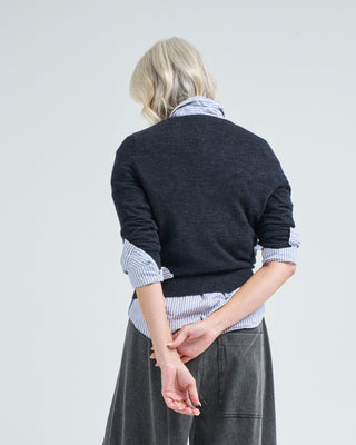 skinlike mercerized wool shrunken vneck sweater