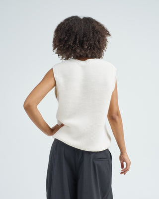 sleeveless crew neck sweater