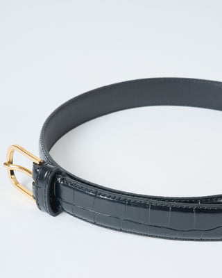 slim croco-embossed trouser belt
