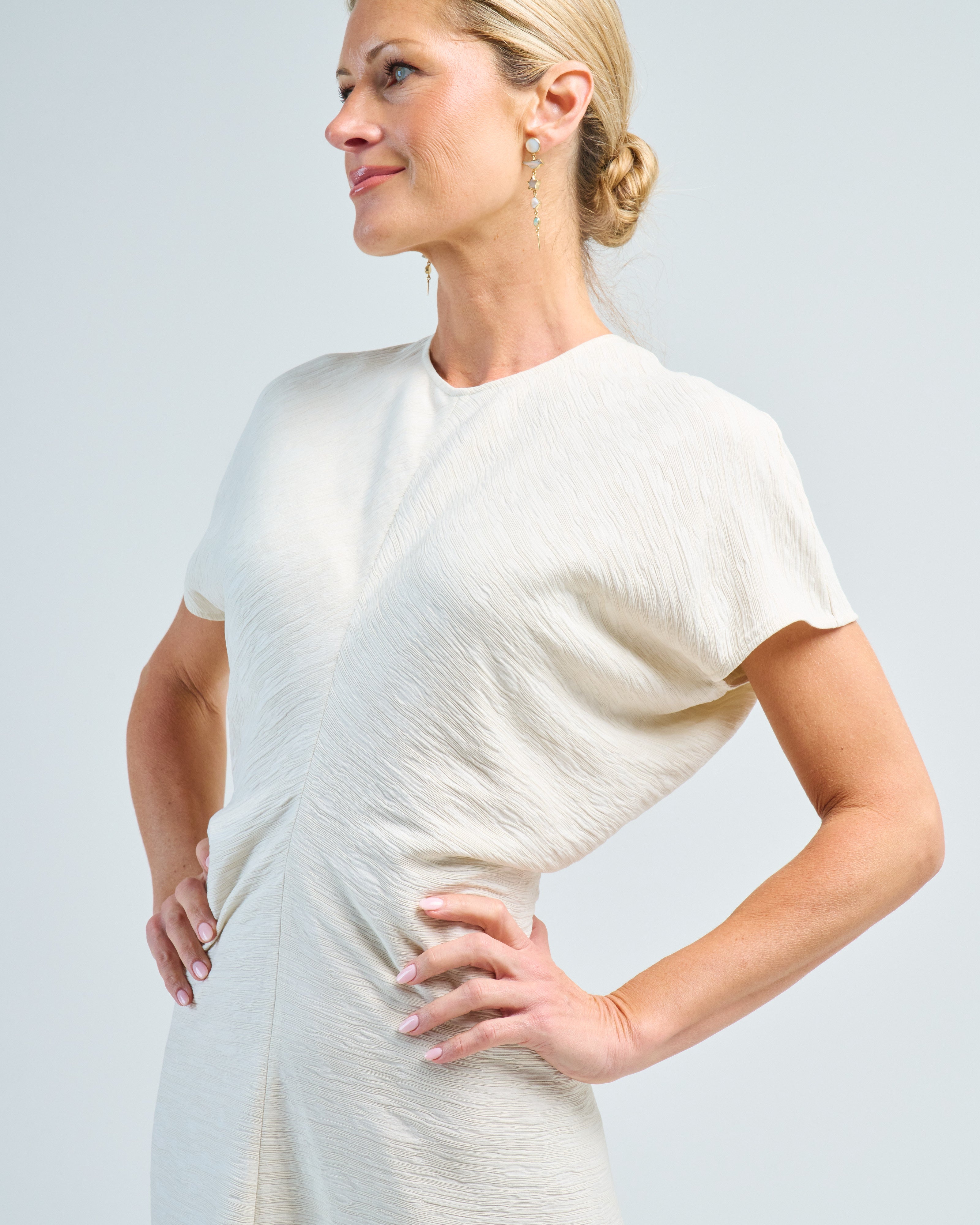 toteme slouch waist crinkled dress cream Toteme Slouch Waist Dress Cream