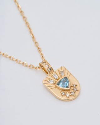 small aquamarine plate neckalce