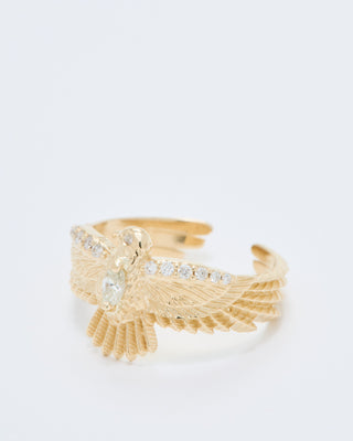 small diamond center thunderbird ring