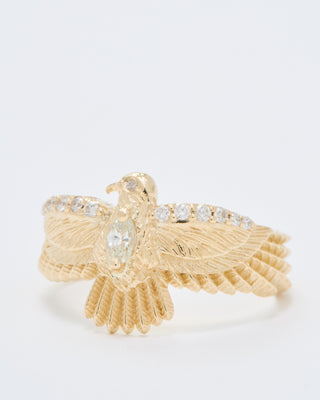 small diamond center thunderbird ring