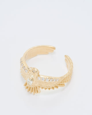 small diamond center thunderbird ring