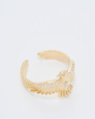 small diamond center thunderbird ring