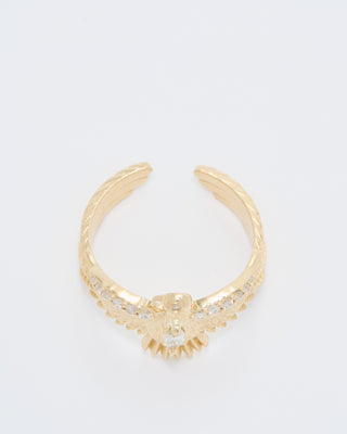 small diamond center thunderbird ring