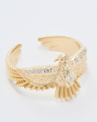 small diamond center thunderbird ring