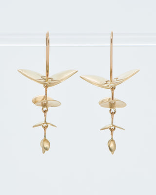 small gold eucalyptus earrings
