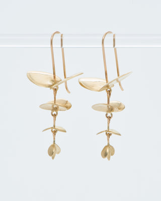 small gold eucalyptus earrings