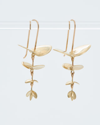 small gold eucalyptus earrings