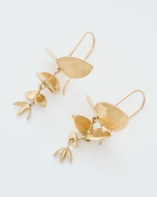 small gold eucalyptus earrings