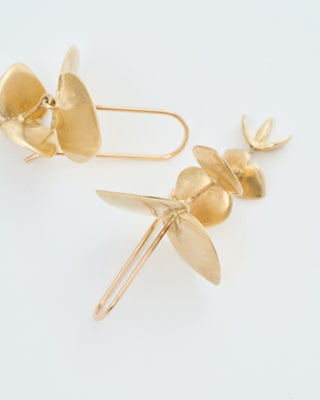 small gold eucalyptus earrings