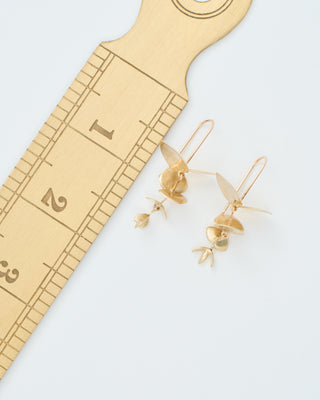small gold eucalyptus earrings