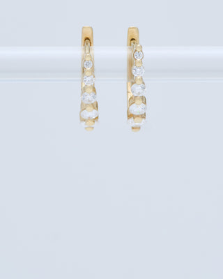 small oval graduated diamond huggie hoops - gold/diamonds